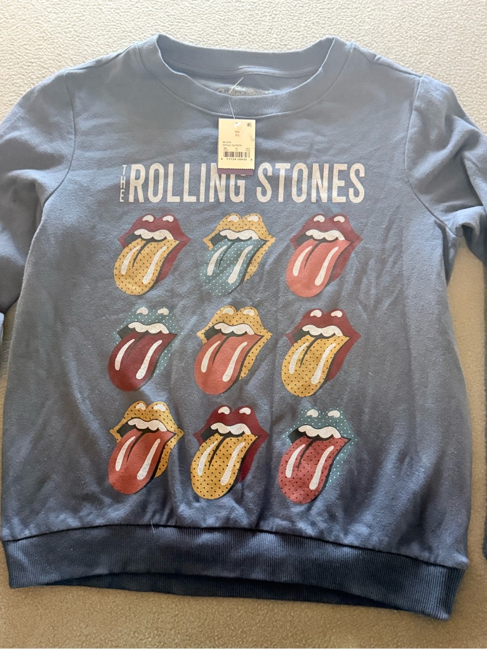 The Rolling Stones Kids Multi-Tongue Graphic Sweatshirt - Light Blue